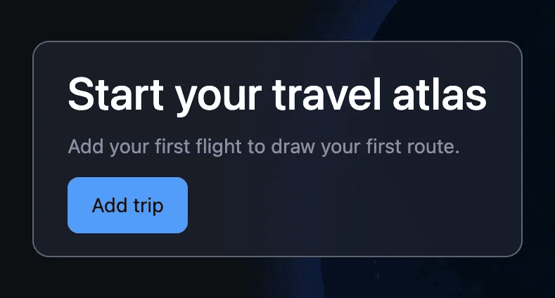 Layover empty dashboard onboarding prompt with the globe visible behind it